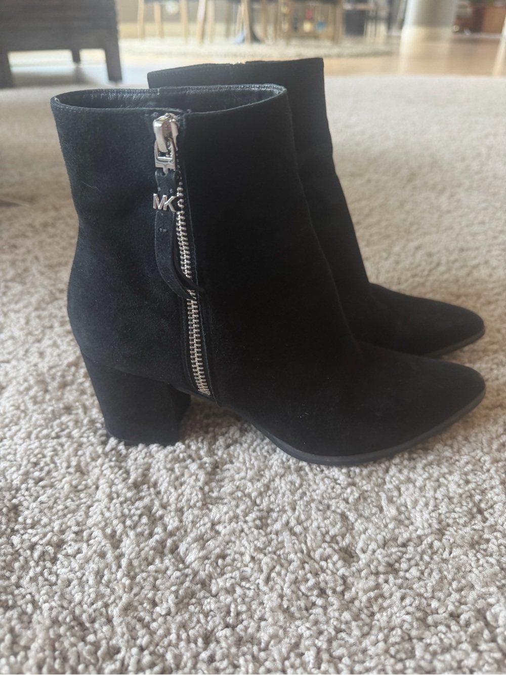 Michael Kors Black Suede Side-Zip Ankle Boots